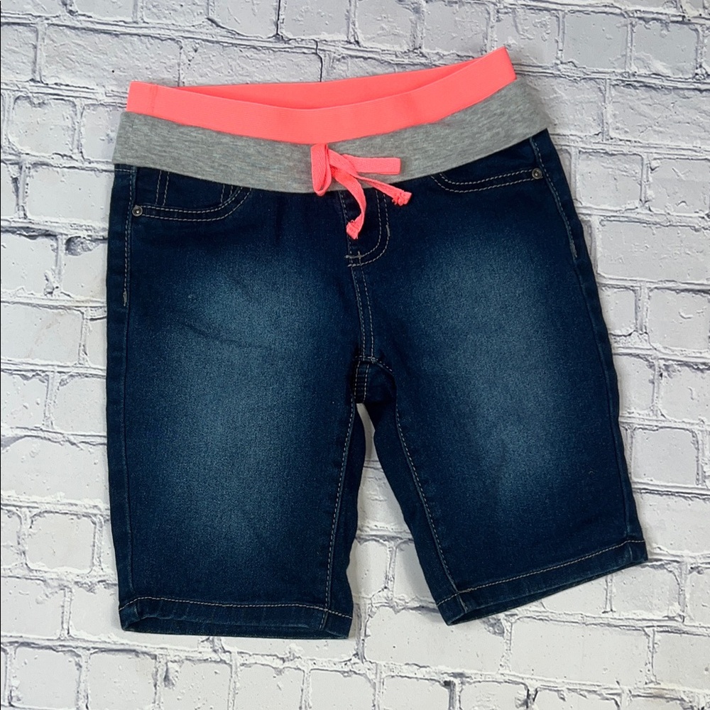 SO Denim Shorts with Coral and Gray Waistband